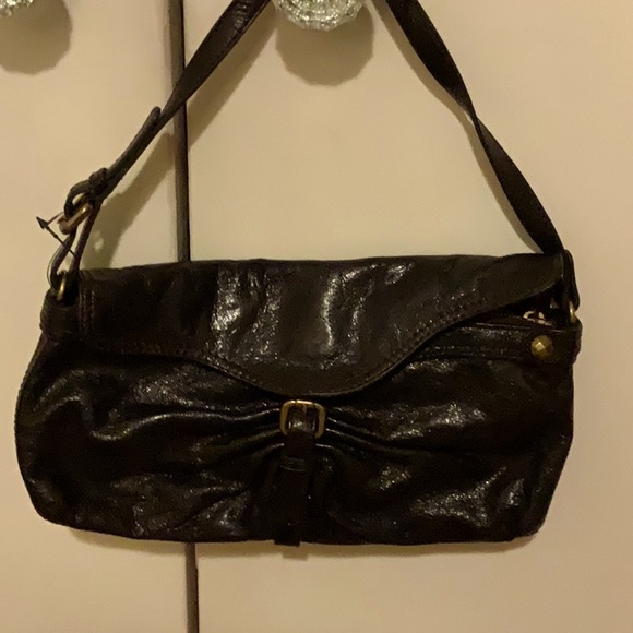 Elegant Brown Kooba Leather Bag with ruching - Picture 1 of 4